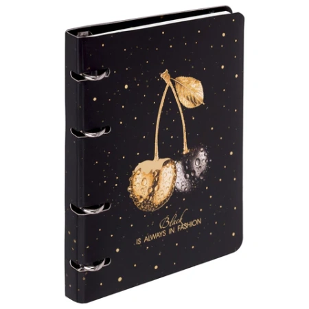 Тетрадь на кольцах А5 160х212 мм, 120 листов, картон, фольга, клетка, BRAUBERG, "Black&Gold", 404735 - МСК «Форвард»