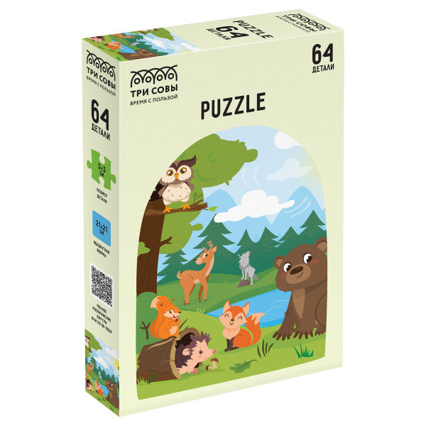 Пазл 64 эл. ТРИ СОВЫ "Звери у реки" ПК64_54549 360278 - МСК «Форвард»