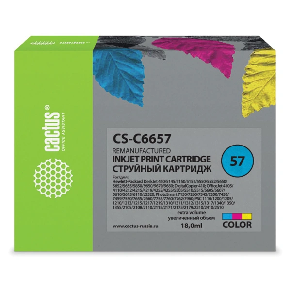 Картридж струйный CACTUS (CS-C6657) для HP Deskjet 5150/5550/5600/5850, цветной CS-C6657 362817 ПОД ЗАКАЗ 8 ДНЕЙ