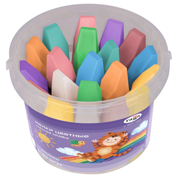 Мелки для асфальта Гамма "Малыш", цветные, 20шт., 9 интенсив. цв., пластиковое ведро 291025_020 388327 - МСК «Форвард»