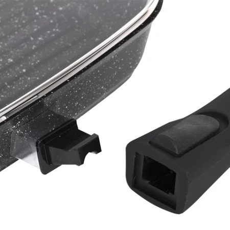 Сковорода ГРИЛЬ квадратная 26 см, съемная soft-touch ручка, крышка, антипригарное покрытие, МЕЧТА "Гранит Black", с066802 700718 - МСК «Форвард»