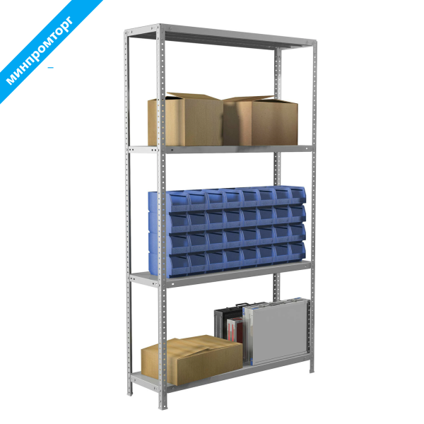 Стеллаж металлический BRABIX MS KD-180/30-4, (в1800*ш1000*г300мм), 4 полки, сборная стойка, 291114 S