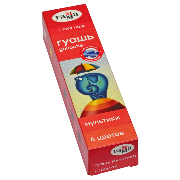 Гуашь Гамма "Мультики", 06 цветов, 15мл, блок-тара, картон. упаковка 100222-6 343513 - МСК «Форвард»