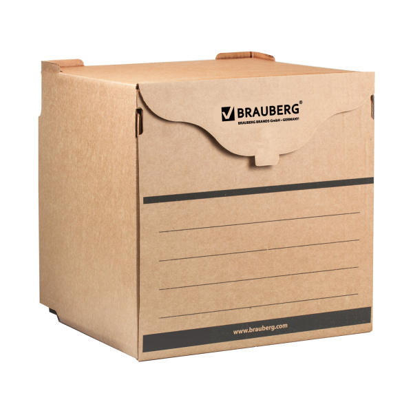 Короб архивный (330х310х340мм) фронт.загрузка д/регистрат/накопит, липучка, гофрокар,BRAUBERG,122033