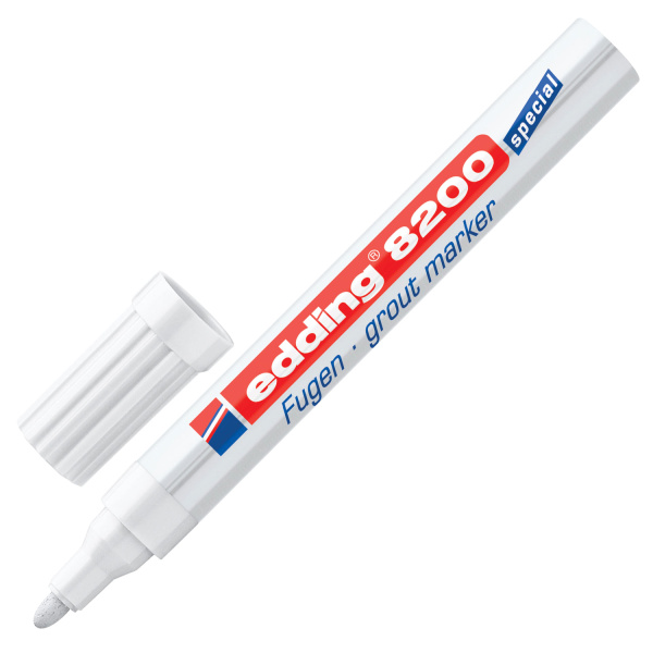 Маркер для затирки плиточных швов EDDING 8200, БЕЛЫЙ, 2-4мм, запасные наконечники, E-8200/49 151282