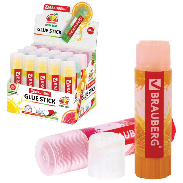 Клей-карандаш BRAUBERG "Fresh Zone", 15 г, 227971 PVP