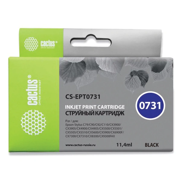 Картридж струйный CACTUS (CS-EPT0731) для EPSON Stylus С79/СХ3900/4900/5900/7300, черный CS-EPT0731 361927 под заказ 8 дней