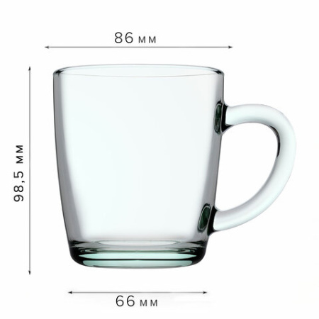 Кружка для чая с ручкой, 340 мл, 1 штука, стекло, PASABAHCE "БЕЙЗИК", 55531СЛ1 700604 - МСК «Форвард»