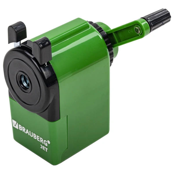 Точилка механическая BRAUBERG JET, металлический механизм, корпус зеленый, 229571