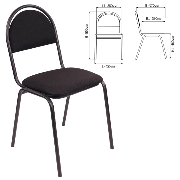 Стул для посетителей РС00М, черный каркас, ткань черная, 531891