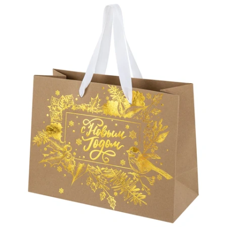 Пакет подарочный новогодний, 27х11х20 см, "Shiny Kraft", КОМПЛЕКТ 12ШТ фольга, ассорти, ЗОЛОТАЯ СКАЗКА, 592437 - МСК «Форвард»