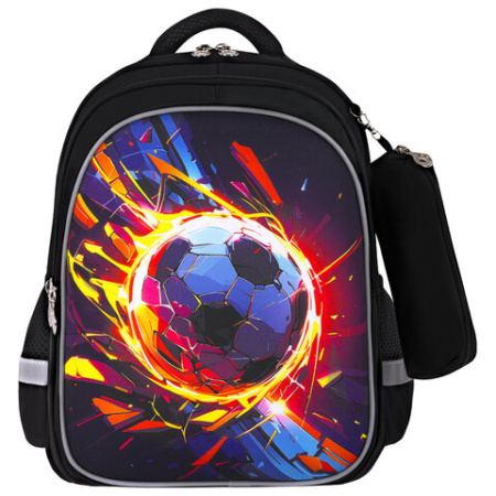 Рюкзак BRAUBERG KIDS MIND с пеналом в комплекте, 2 отделения, "Football", 40х28х18 см, 273178 - МСК «Форвард»