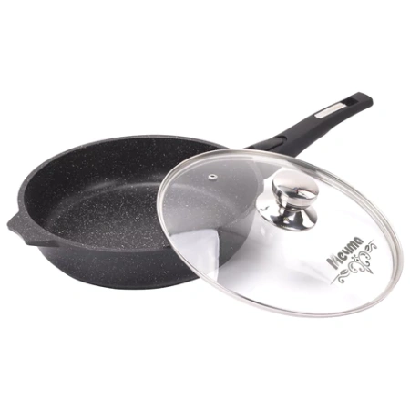 Сковорода 26 см, съемная soft-touch ручка, крышка, антипригарное покрытие, МЕЧТА "Гранит Black", с026802 700716 - МСК «Форвард»