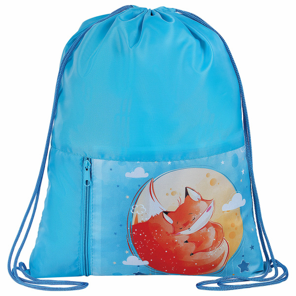 Мешок для обуви ЮНЛАНДИЯ, карман на молнии, 33х42 см, Moon fox, 271054