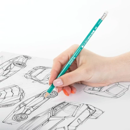 Карандаш чернографитный с ластиком STAFF EVERYDAY BLP-GRN, 1 шт., НВ, пластик., корпус зеленый, 181939 - МСК «Форвард»