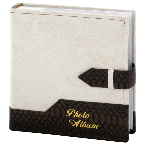 Фотоальбом BRAUBERG на 200 фото 10*15 см, под замшу, бумажные стр., бокс, беж с коричневым, 390679