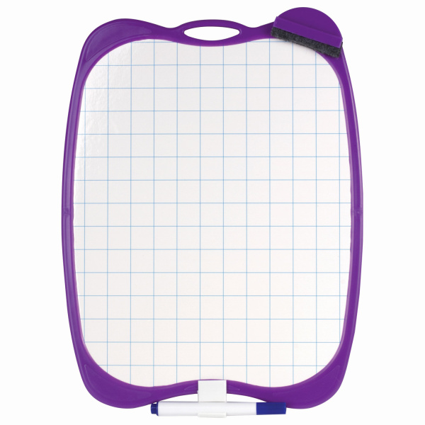 Доска двусторонняя маркерная A4 190х270мм, БЕЛАЯ/КЛЕТКА, с маркером и стирателем, ЮНЛАНДИЯ, 236898