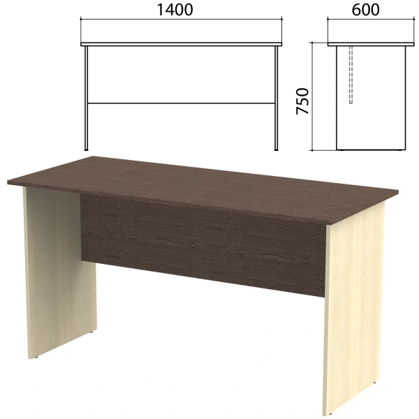 Стол письменный "Канц", 1400х600х750 мм, цвет венге/дуб молочный (КОМПЛЕКТ) 980429