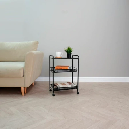 Этажерка офисно-бытовая "Ладья-33КС", 650х450х300 мм, 2 яруса + столик, металл, черная, Э 356 Ч 700932 - МСК «Форвард»