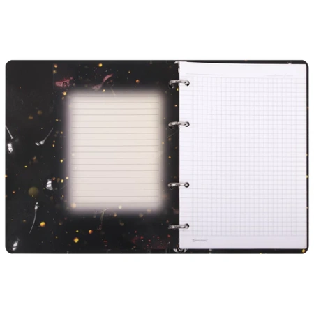 Тетрадь на кольцах А5 160х212 мм, 120 листов, картон, фольга, клетка, BRAUBERG, "Black&Gold", 404735 - МСК «Форвард»