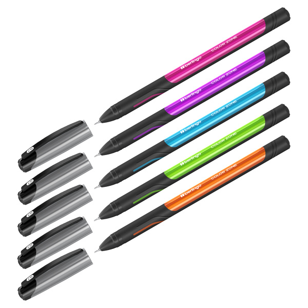 Ручка шариковая маслянная Berlingo "Color Zone stick" синяя, 0,7мм, прорезиненный корпус ассорти игольчатая  CBp_70950 285411