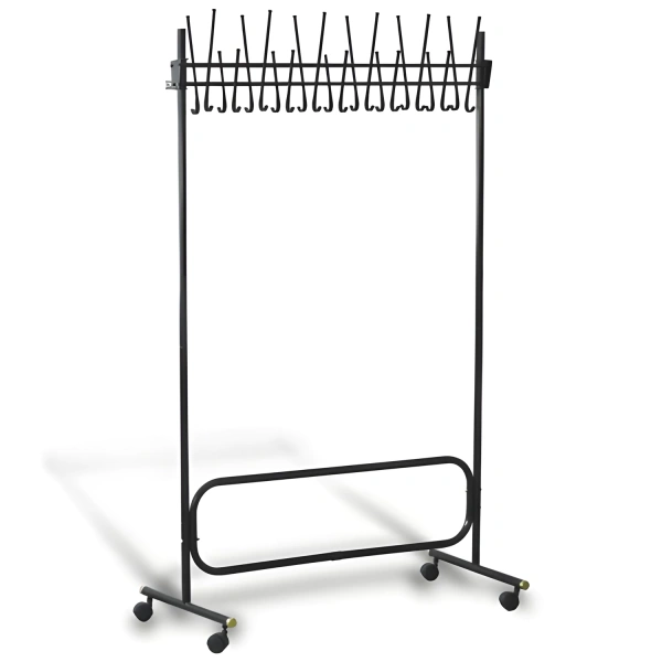 Вешалка напольная СК (СКР), 1,98 м, 22 крючка, металл, черная, передвижная, 600176