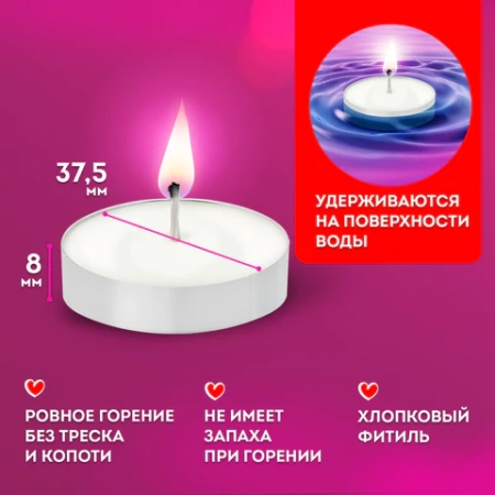 Свечи чайные Standard, до 3,5 часов горения, вес 9 г, КОМПЛЕКТ 25 шт., в гильзе, LAIMA, 609196 - МСК «Форвард»