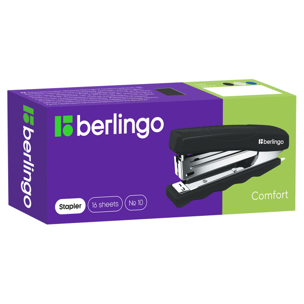 Степлер №10 Berlingo "Comfort" до 16л., пластиковый корпус, черный DSn_16161 210980 - МСК «Форвард»