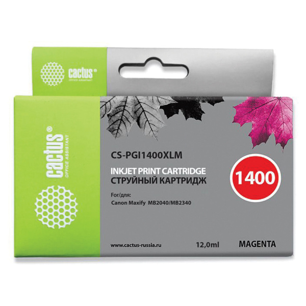 Картридж струйный CACTUS (CS-PGI1400XLM) для CANON МВ2040/МВ2340, пурпурный CS-PGI1400XLM 362768 ПОД ЗАКАЗ 8 ДНЕЙ