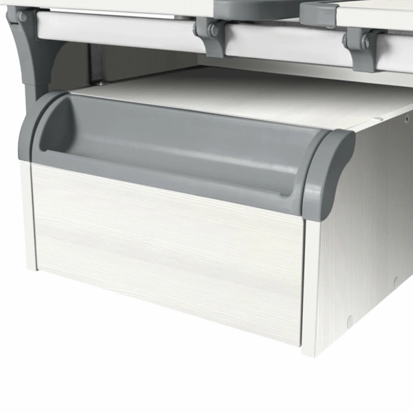 Тумба навесная для парты "ДЭМИ" СУТ.42, 585х435х285 мм, 1 ящик + лоток, пластик серый, рамух белый 982095